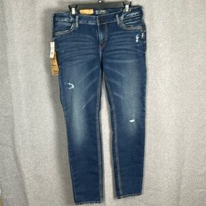 Silver Jeans Woman’s Suki Embroidered Mid Super Skinny 34/31 NWT 918